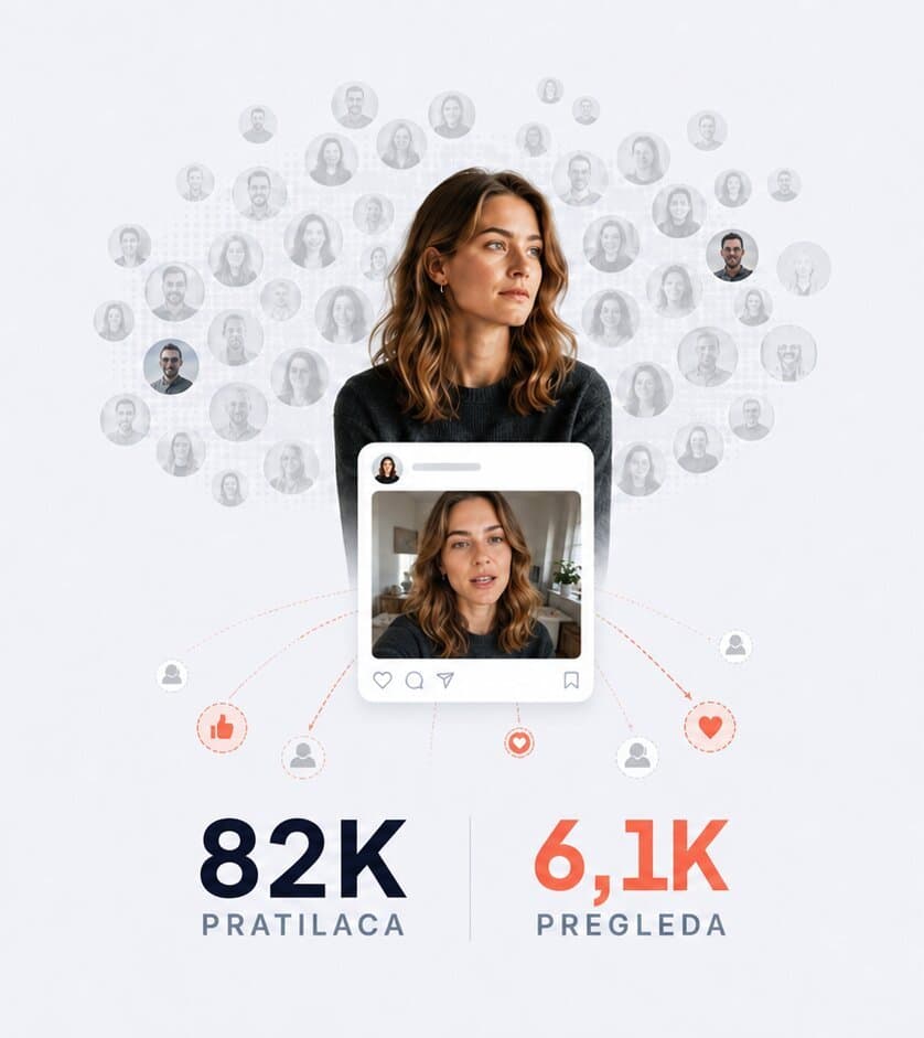 Profil sa 82 hiljade pratilaca čije objave vidi svega 6,1 hiljada ljudi — velika publika, mali domet.