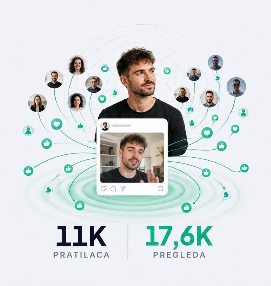 Profil sa 11 hiljada pratilaca čije objave vidi 17,6 hiljada ljudi — manja publika, znatno veći domet.